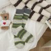 Striped Wool Socks Mid-Leg Socks Are Thickened And Fleece Warm Plush Dot Yarn Cashmere Long Stack Socks