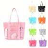 Large Capacity Mesh Beach Totes Bag Multiple Pockets Foldable Lightweight Shoulder Bag Leisure Swimming Bag Travel Storage Washbag
