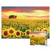 Пазл из 1000 деталей - закат в поле подсолнечников, популярная корейская головоломка