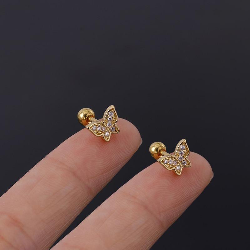 Нержавеющая сталь 316L, пирсинг, губная серьга с цирконием, серьги-гвоздики для козелка, губы, змеиного глаза, крест, спираль, раковина, хрящ, украшения для тела