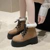 Женская обувь 2024 Платформа Лаконичные Ботильоны Женские Ботинки Тренд Повседневные Ботинки Женские Круглый Носок Шнуровка Спереди Квадратный Каблук Обувь Женская