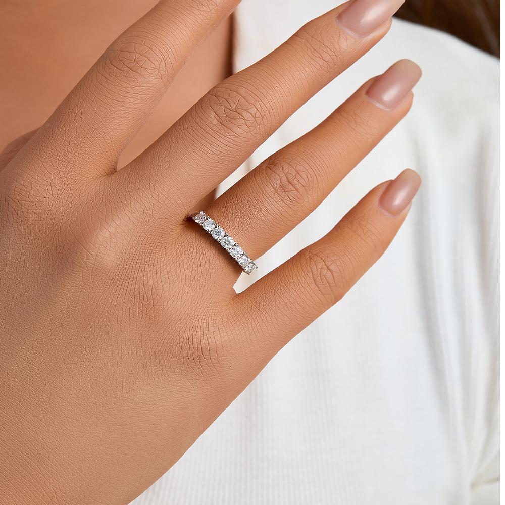 0.7ct Moissanite Ring Radiant 925 Sterling Silver Single Row Moissanite Finger Rings