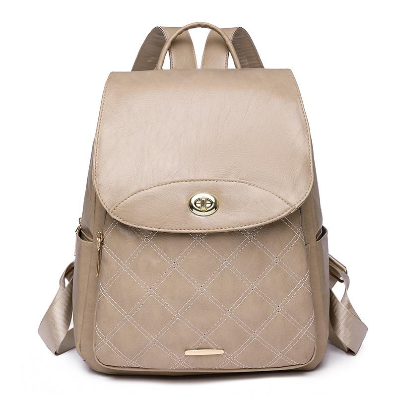 New Casual Women's Soft Leather Anti-theft Backpack Fashionable Retro Large Capacity Computer Backpack Student School Bag