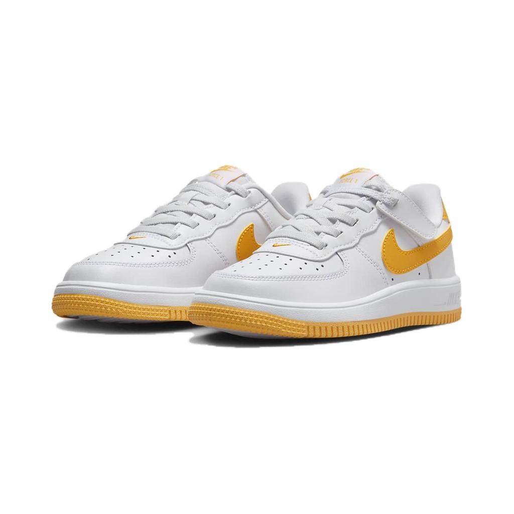 Nike Air Force 1 Slip Resistant Abrasion Resistant Low top Kids' Skateboarding Shoes White Gold FN0237-109