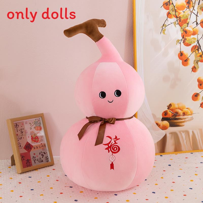 Gourd Plush Doll With Embroidery Design And Bow Decor For Home Enthusiasts Gift