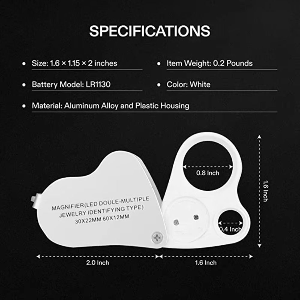 Adjustable Lighting Foldable Jewelry Magnifier Dual Lens Handheld Magnifier Coins