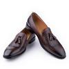 Модная оптовая обувь лоферы для мужчин ручной работы из натуральной кожи для повседневной носки с кисточками офисная деловая обувь кофейного цвета брендовая кастомизация
