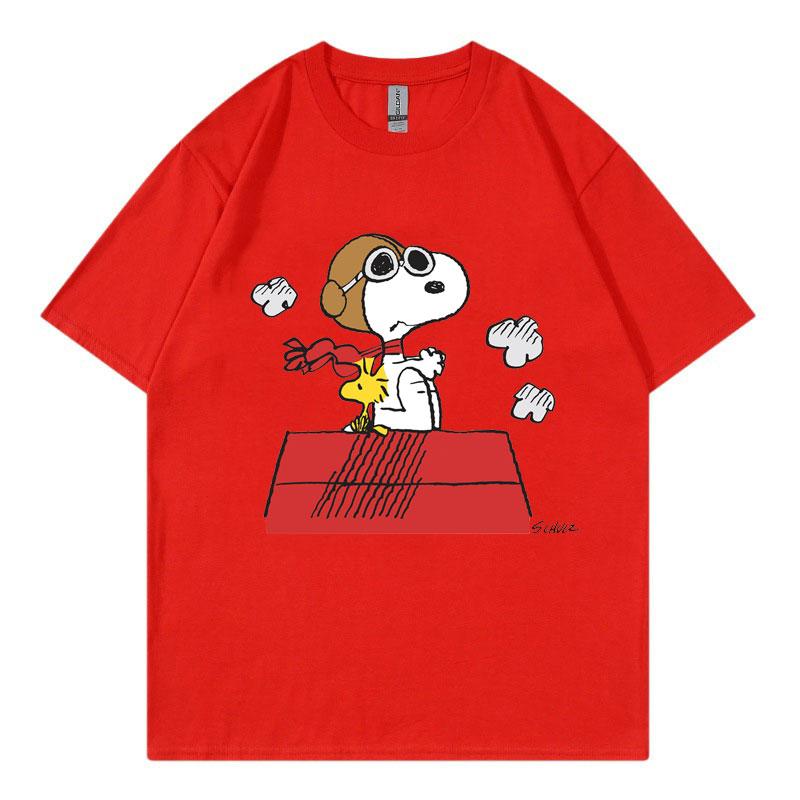 Черная женская футболка Snoopy Летняя с коротким рукавом Хлопок Мужская Женская Футболка Топы Мультяшная Аниме Одежда для пары Топы