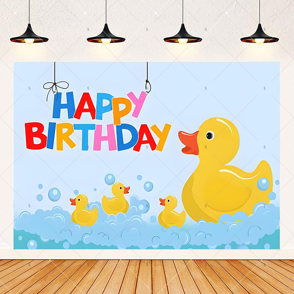 Cute Yellow Duck Theme Background Banner Kids Birthday Party Decorations Photography Backdrop Cartoon Baby Shower Supplies Props
