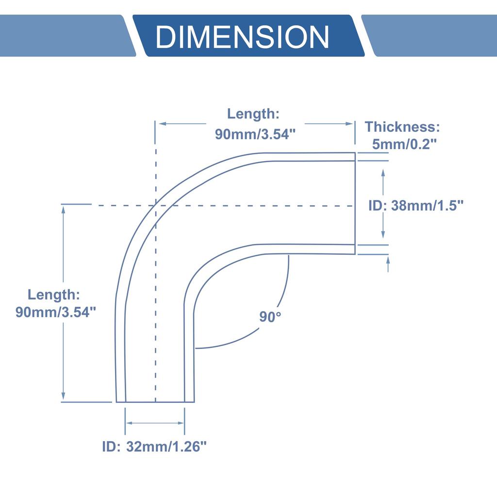 X AUTOHAUX Silicone Hose, Different Diameter, Elbow 90°, 4 Layer Strengthened, Pressure Resistant, Durable,
