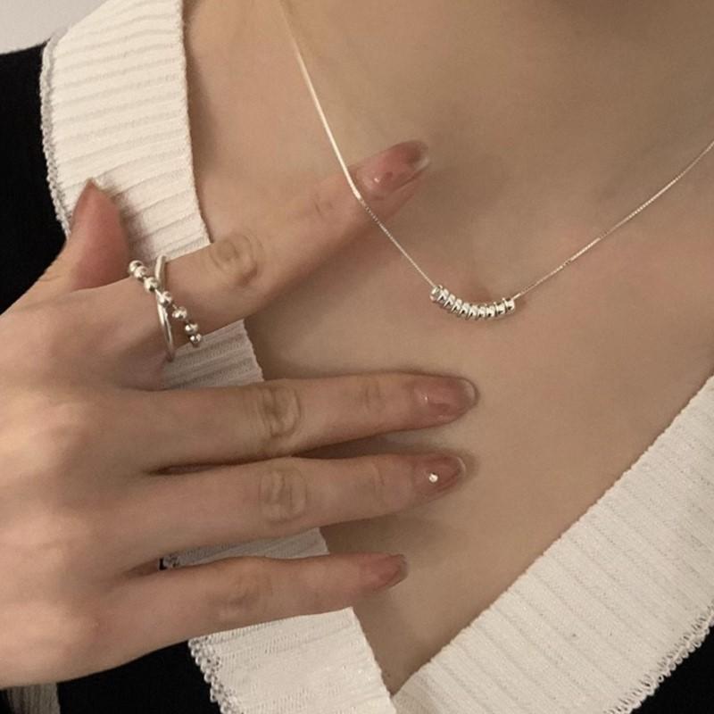 ANENJERY Серебристый цвет, маленькое ожерелье с подвеской из бисера для женщин, ювелирный дизайн, темпераментная цепочка, подарки для девочек
