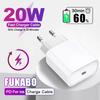 20W PD Fast Charger For iPhone 15 Xs Xr Pro Max 8, Usb C Adapter, EU US UK Plug Travel Charger QC3.0 For Android
