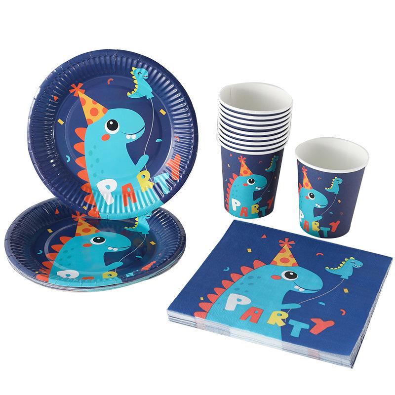 21PC Dinosaur Birthday Party Set Tableware Decorations Paper Plate& Cup Favours Child Kid Party Supplies