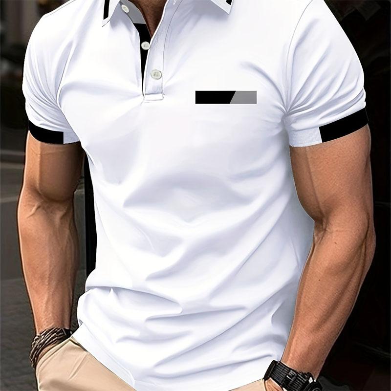Popular Button Polo Shirt Men's with Digital Printing Pullover, Comfortable and Breathable, with a Collar and Short Sleeves for Outdoor Wear