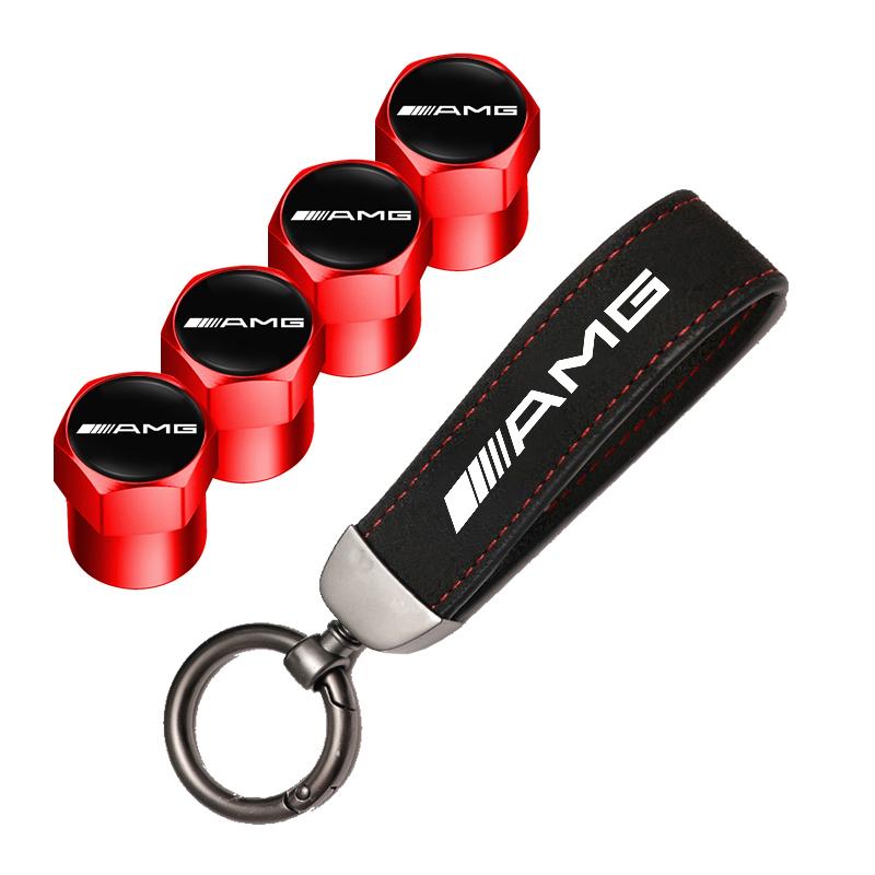 For Benz w2Car Tire Wheel Valve Caps Cover Suede Car Key Chain Ring Keychain For Mercedes Benz AMG W203 W206 W220 W205 W211 W212 W201 W168