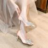 Rimocy Crystal Bowknot Pumps Women 2024 New Thin Heels Bling Rhinestones Wedding Party Shoes Woman Pointed Toe High Heels Shoes