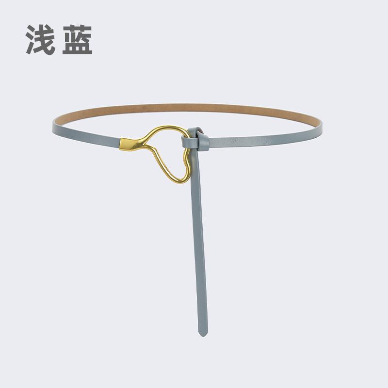 Женский кожаный ремень с узлом и украшением из классической рубашки, простой тонкий пояс из натуральной воловьей кожи, модный