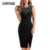 Women's Sleeveless Sequin Patchwork Slim Split Party Dress