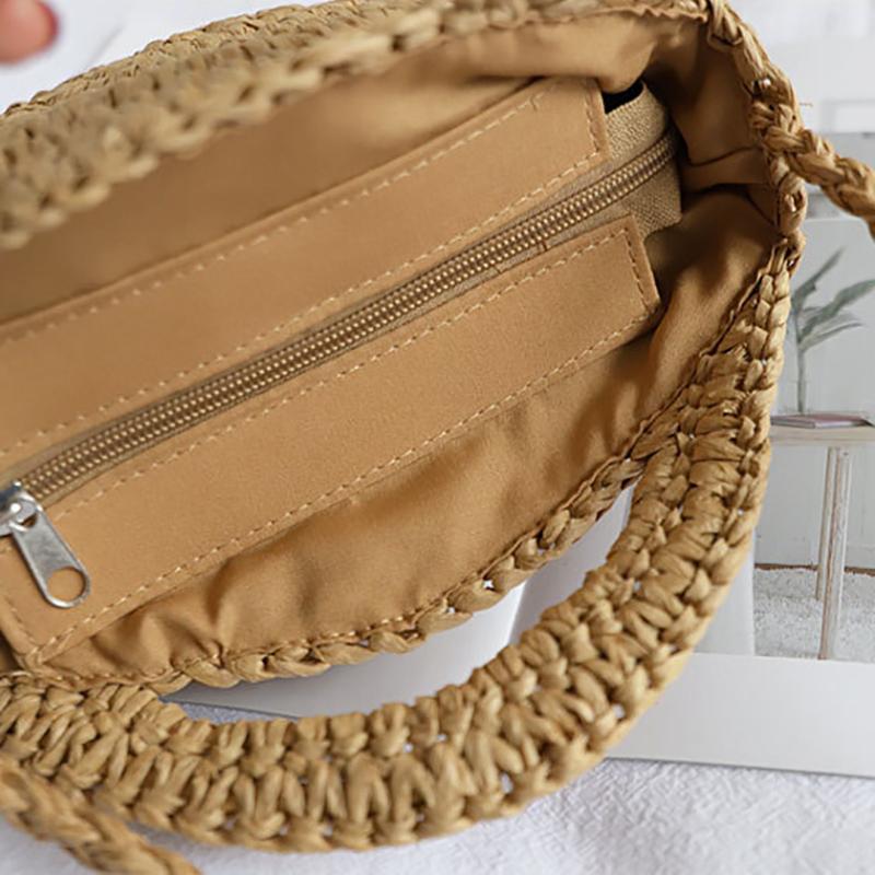 Повседневные соломенные сумки на ремне, маленькие круглые сумки через плечо, пляжные дорожные сумки, сумка-тоут