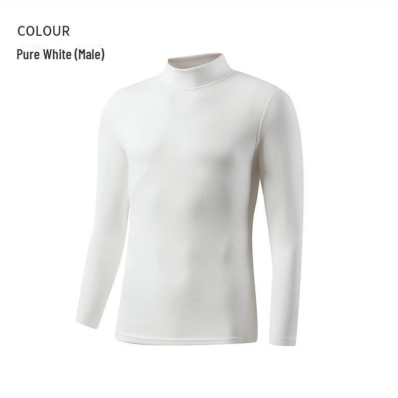 Men's and Women's Thermal Half Turtleneck Long-Sleeve Top - Korean Style White Base Layer for Autumn/Winter.
