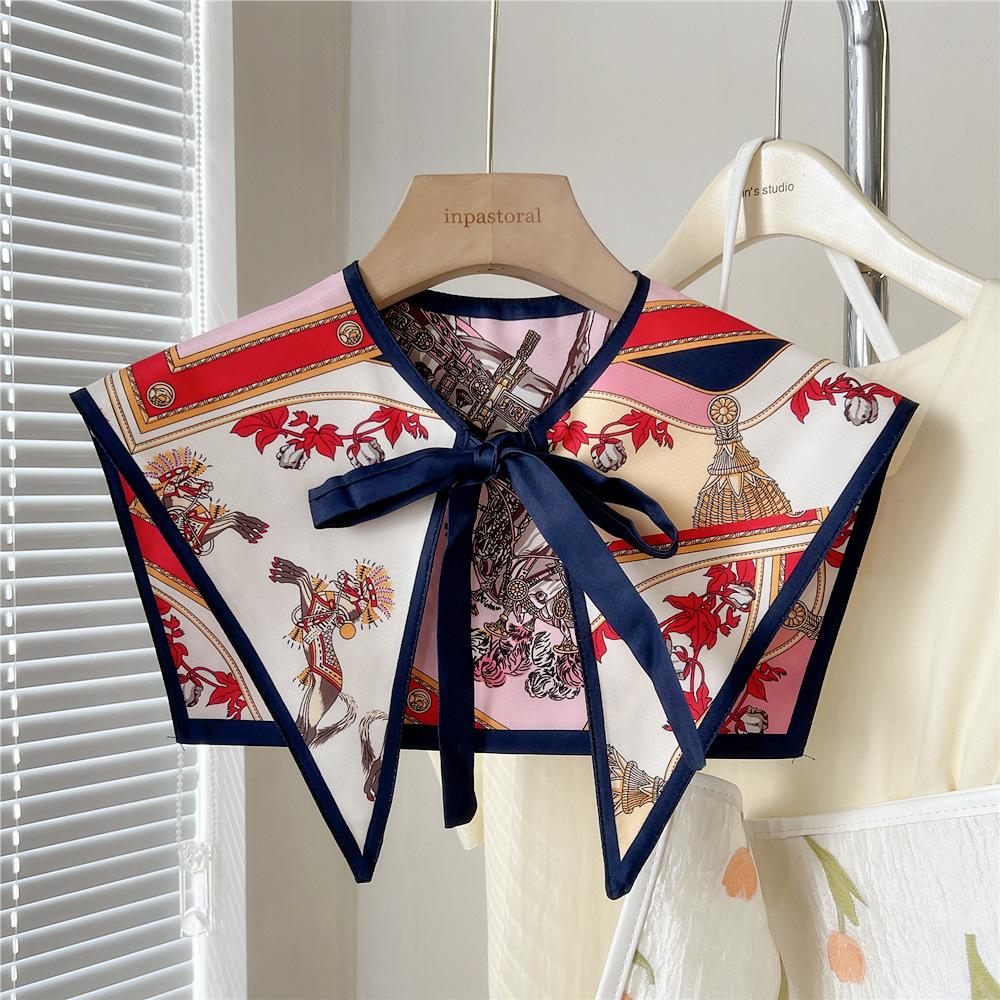Shawl Fake Collars for Women Detachable Lapel Shirt Bowknots Scarf Girls Summer Dress False Collar Neckwear Cape Corbatas