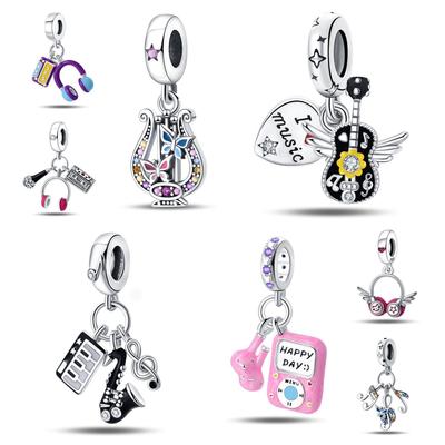 S925 серебряная лента для наушников, гитара, саксофон, кулон, сделай сам, украшения из бисера