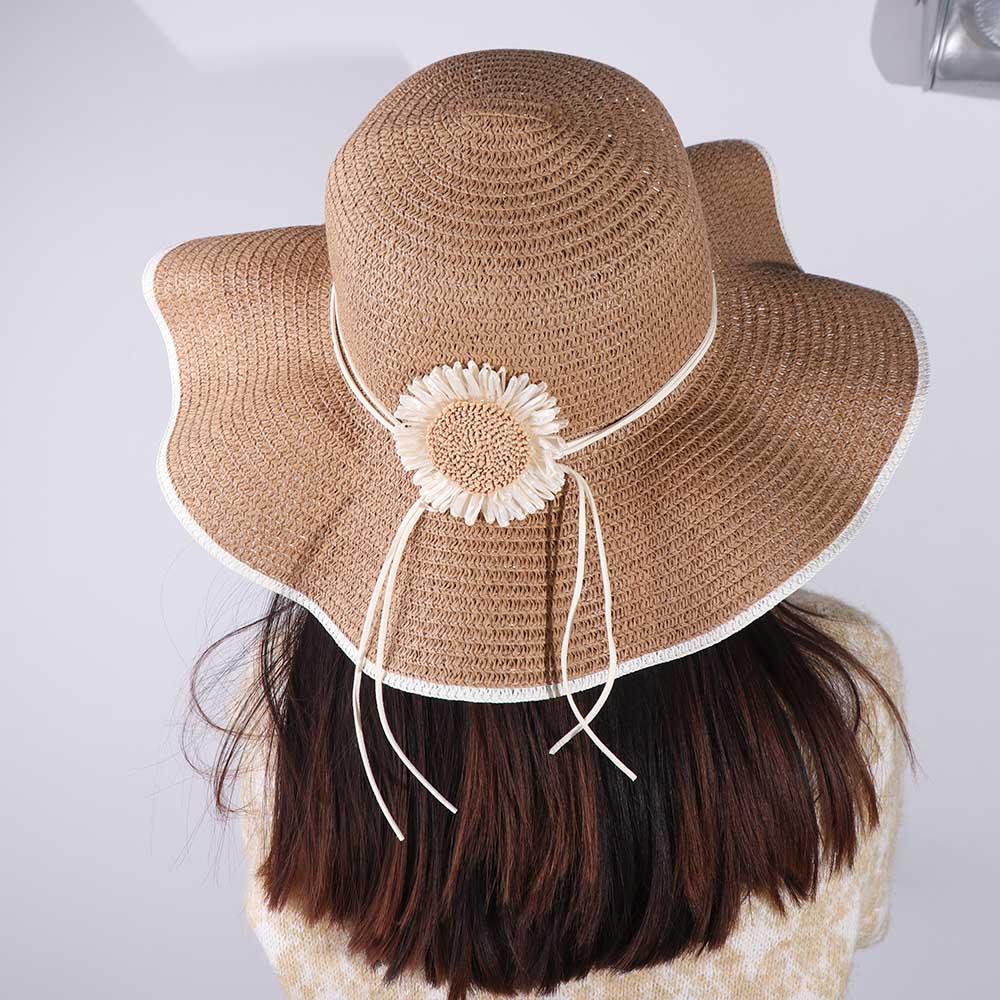 Соломенная шляпа в стиле бохо Sun Flower, весенне-летняя женская шляпа от солнца, модные складные соломенные шляпы для отпуска