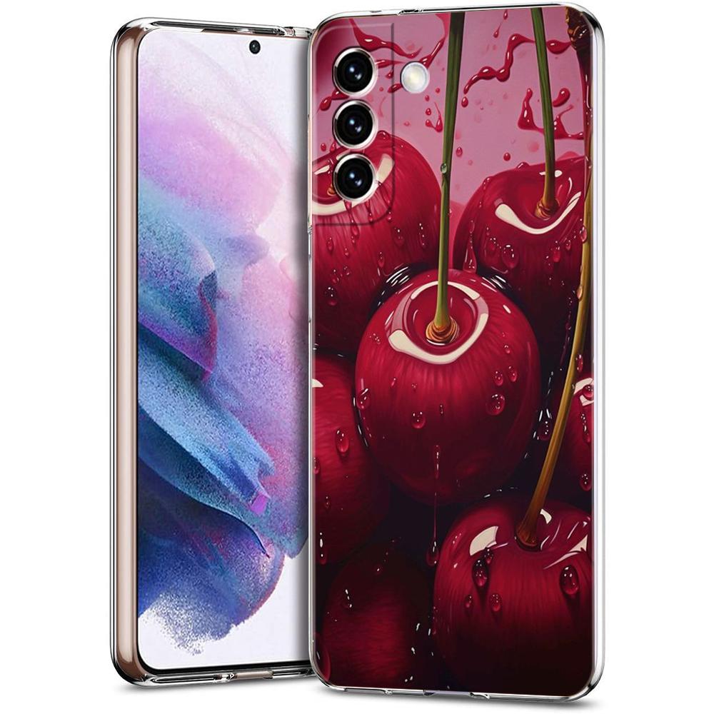Чехол для телефона с вишней, фруктовый чехол для Samsung Galaxy S24 Ultra S23 FE S22 S20 S21 5G S10 S9 Plus S10E S8, силиконовый прозрачный чехол