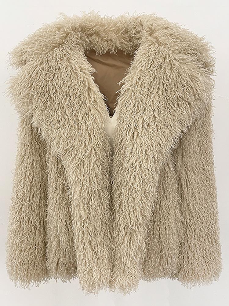 Женская короткая шуба в европейском и американском стиле - Осень/Зима Имитация рыжей овечьей шерсти