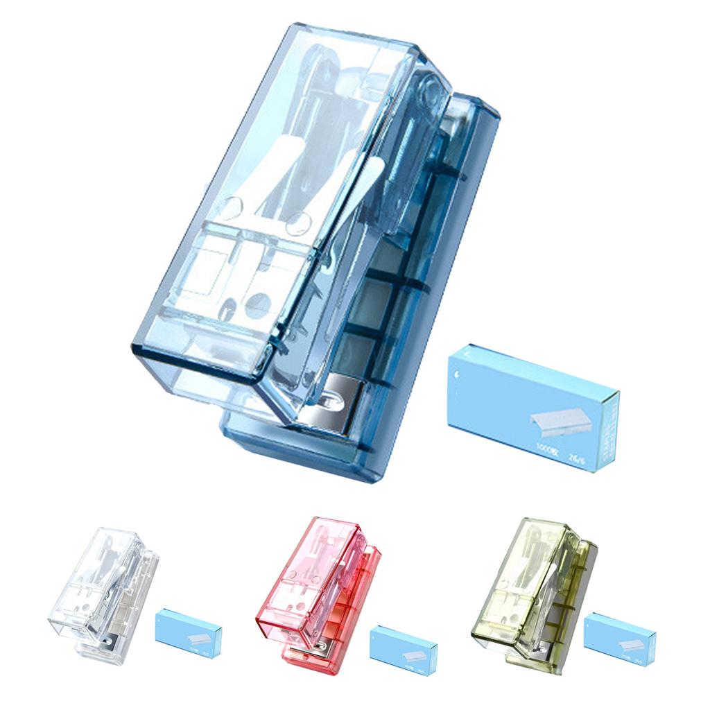 Мини-степлер, симпатичный, портативный, полупрозрачный, стальной, экономит усилия, офисный настольный степлер для