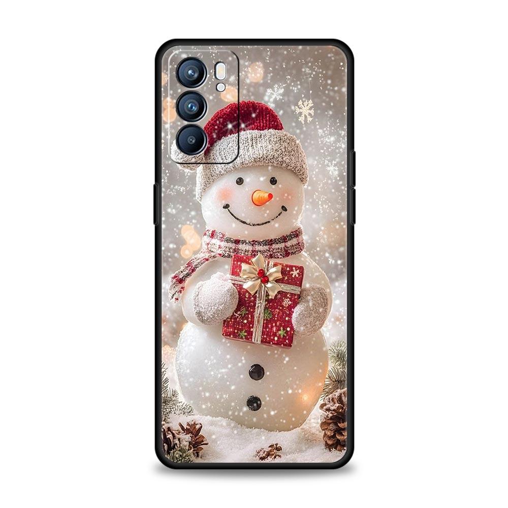 Чехол для телефона 'Рождественский снеговик' для Oppo A17 A31 A54 A57 A78 A79 A98 Find X5 X6 Reno 6 7 8 10 11 12 13 F Pro 5G Мягкий ТПУ Чехол Сумки