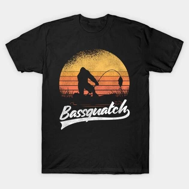 Funny Bigfoot Sasquatch Fishing Gift Vintage Retro Made in Australia T-Shirt