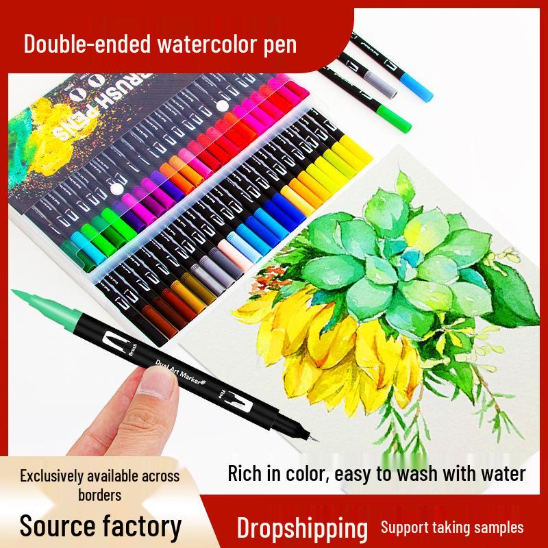 Washable Double-Ended Watercolor Markers with Soft Tips for Kids' Art
