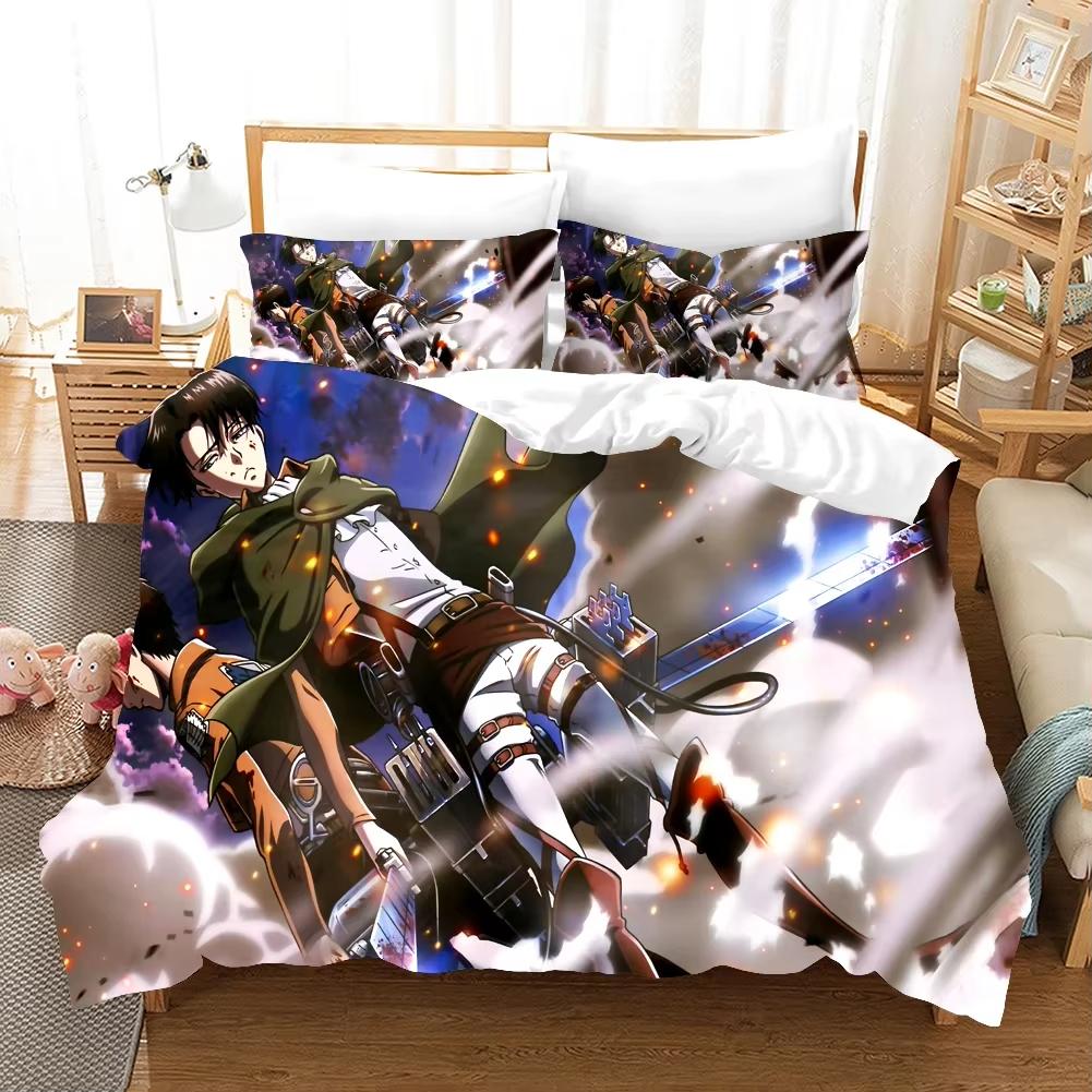 New Anime Attack On Titan Bedding Sets Duvet Cover Set With Pillowcase Twin Full Queen King Bedclothes Bed Linen Home Textiles