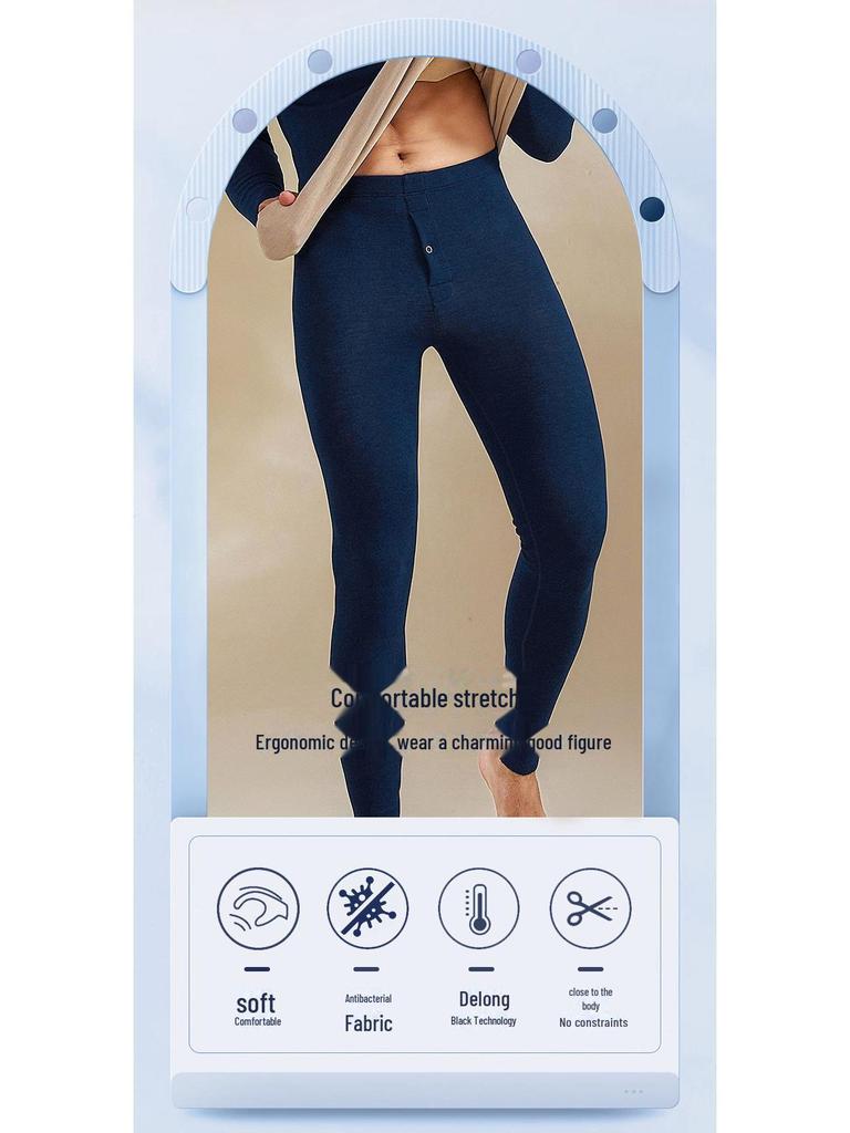 2024 Мужские термолеггинсы из немецкого кашемира и шелка — с начесом, теплая внутренняя одежда для осени и зимы