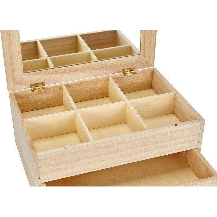 Coiffeuse - ARTEMIO - Bois - 6 Compartiments - 1 Tiroir - Miroir Inclus - Marron