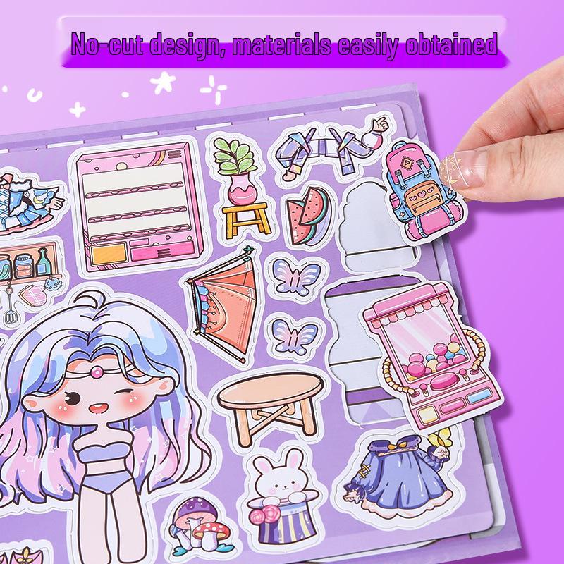 Cute Cartoon Dress-Up Sticker Book for Girls: Kindergarten Gift & Teen Decompression Activity