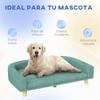 Dog Sofa, Elevated, Washable Cushion, Wooden Legs, 30 kg Load Capacity, 98 x 67 x 25 cm, Green