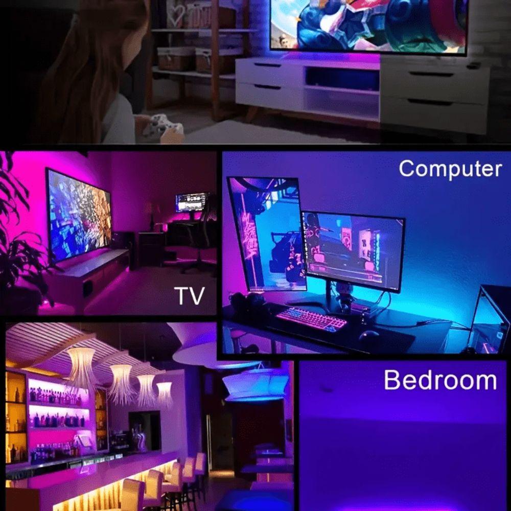 USB Powered RGB Light Strip Static Modes 3 Key Control LED Light Strip Dynamic Modes Color Light TV Background Light