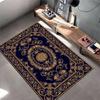 Vintage Floral Mandala Pattern Rug, Navy Gold Non-slip Rug Suitable for Living Room and Bedroom Sofas