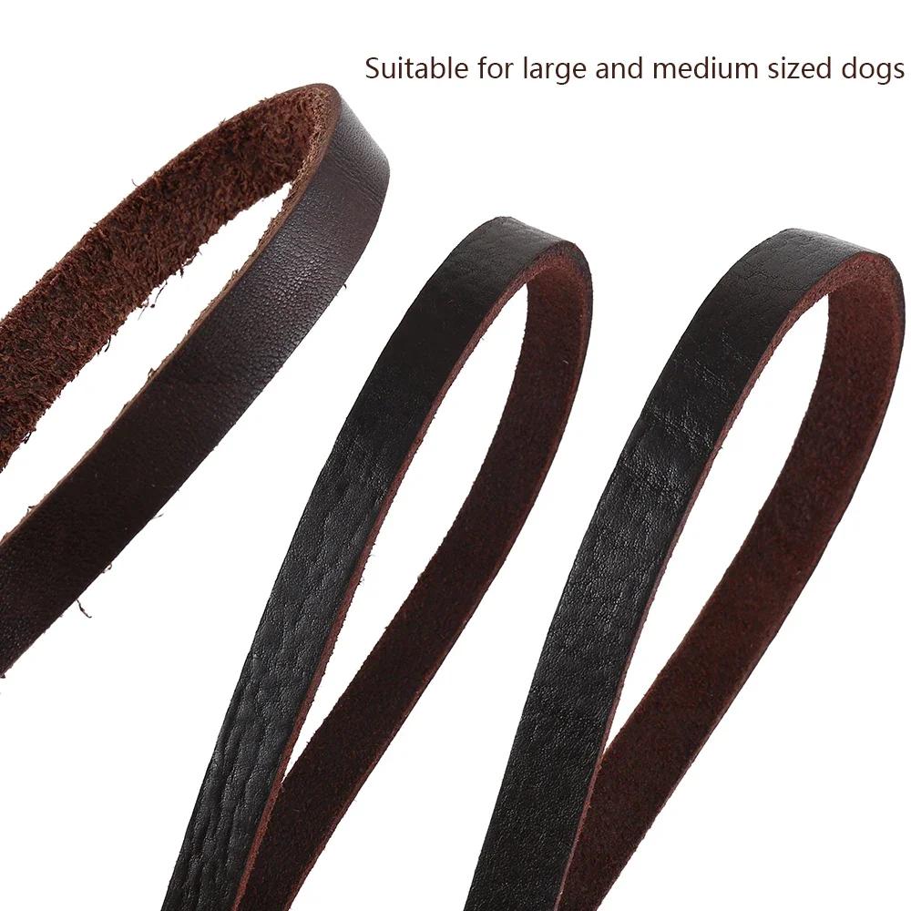 2/3M Genuine Leather Dog Leash Soft Strong Heavy Duty Shepherd Dog Walking Training Leads For Medium Large Dog Brown