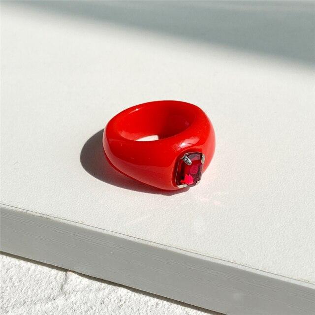 17KM Летние прозрачные квадратные круглые кольца с кристаллами, ювелирные изделия для вечеринки, богемное креативное кольцо нестандартной формы из акриловой смолы для женщин