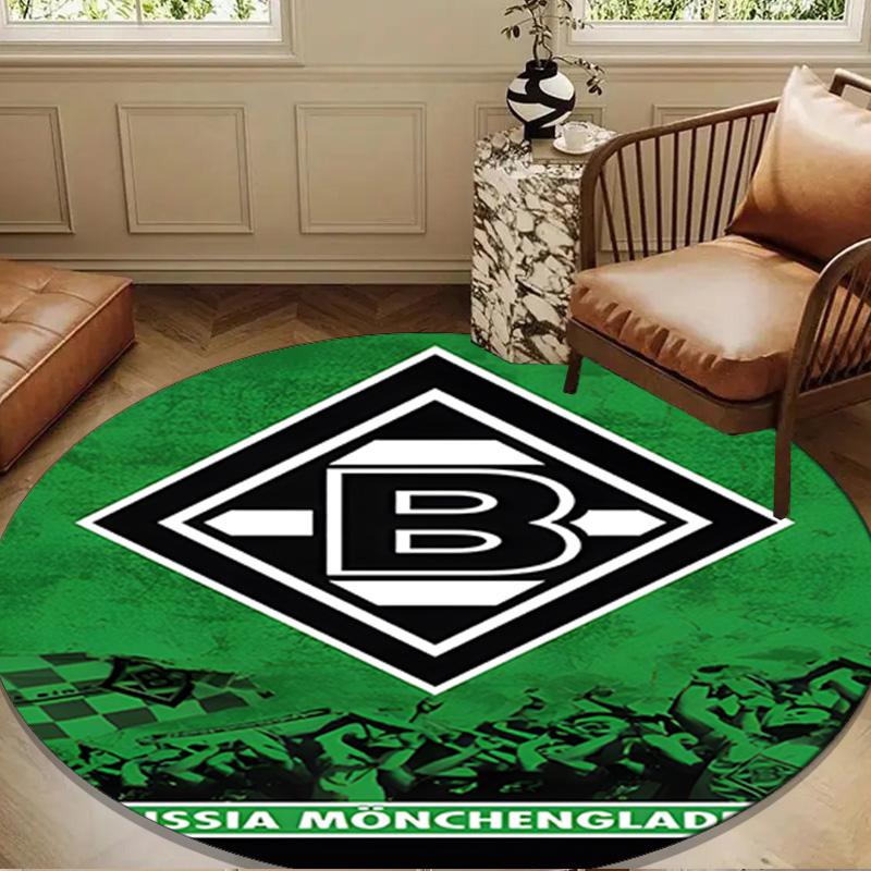 1PC Green Black Borussia Round Rug for Livingroom,Bedroom, Palyroom, Chair Rug, Area rug, Circle Carpet, Large Size Fan Christmas gift