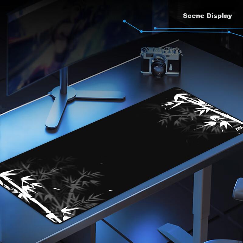 AOC Gaming Mouse Pad, Extra Large 800*300*3mm Thickened with Locked Edges, Office Keyboard Computer Desk Pad M212/93 Bamboo Shadow Black