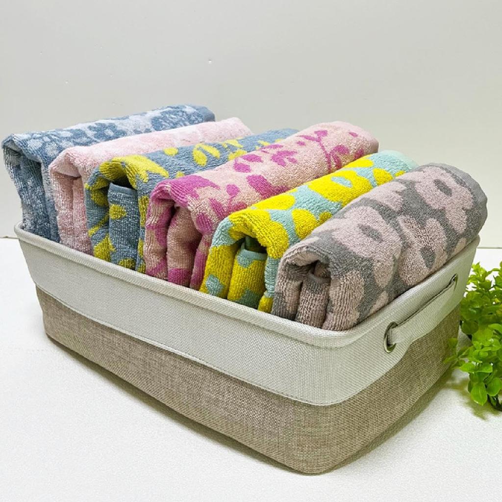 yarn bath approximately 60 x 118 from Hagiwara Towels Fleur floral Nordic-patterned, no-twist towel, cute, stylish, fluffy, 100% cotton, cm,