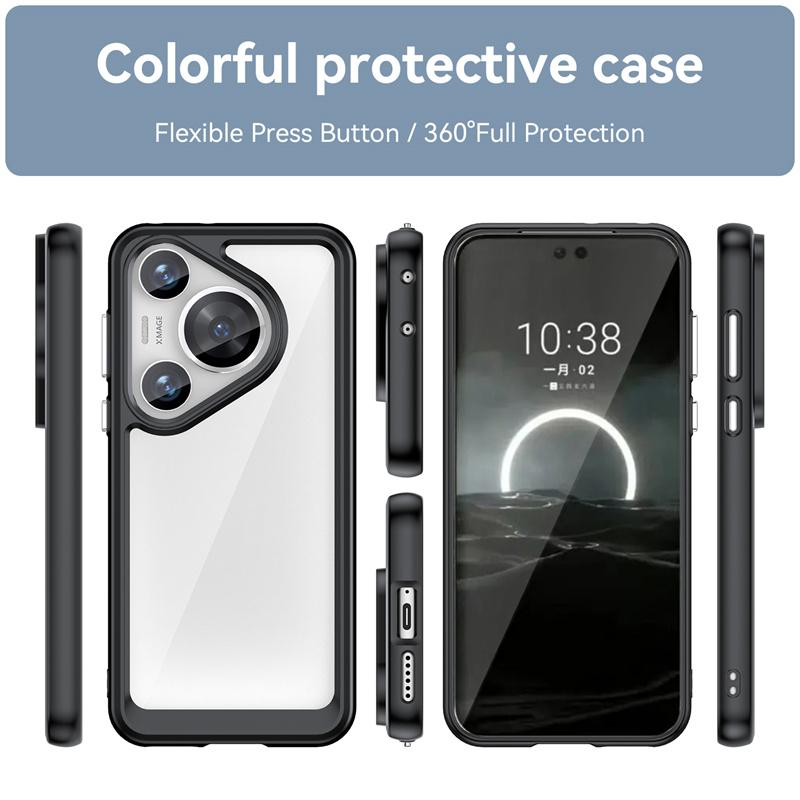Прозрачный цветной чехол TPU для Huawei Pura 70 Pro P70 Ultra, защитный чехол, прозрачный противоударный чехол с полной защитой