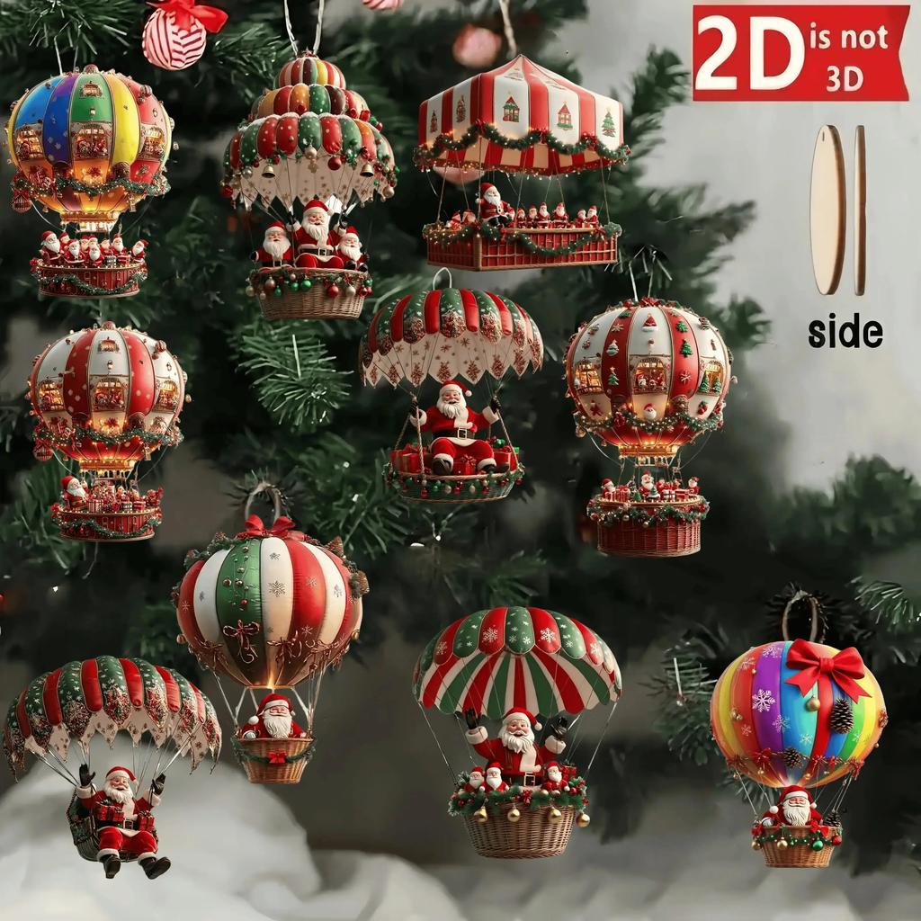 Claus Parachute Series Handmade Wooden Hanging Ornaments the Perfect Holiday Gift Decoration Home Garden 60Pcs Santa