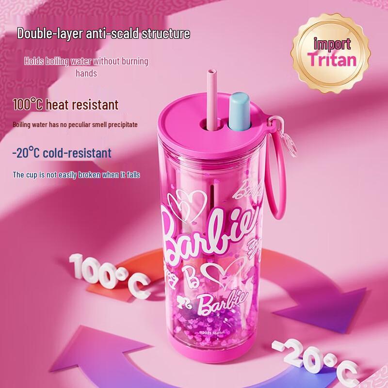 Barbie Large Capacity Straw Water Bottle