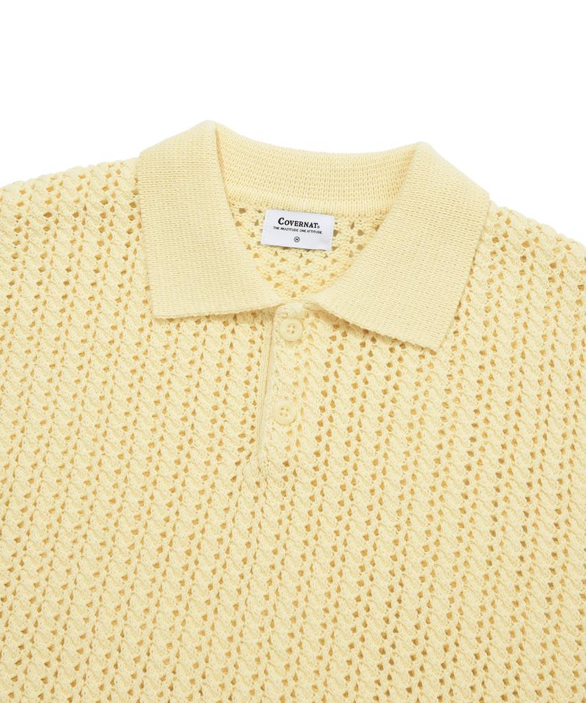 COVERNAT Настоящий Вязаный Крючком Воротник Светло-Желтый
