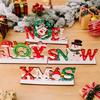 Wooden Christmas Cheerful Desk Decorations Featuring Colorful Santa Snowman Reindeer And